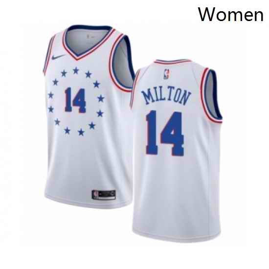 Womens Nike Philadelphia 76ers 14 Shake Milton White Swingman Jersey Earned Edition